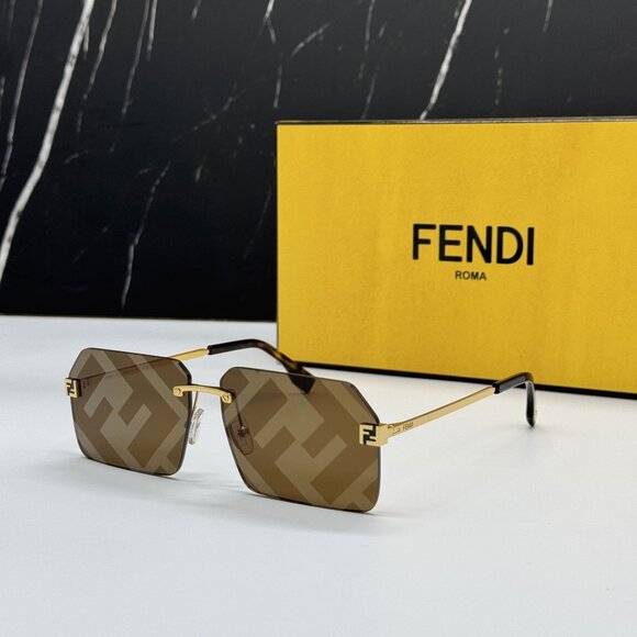 NEW FENDI GOLD BROWN UNISEX SUNGLASSES FENDI FE40043U 33G